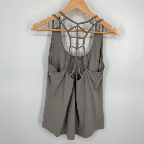 Athleta Halasana Macrame Tank Womens Large Silver Grey - Picture 4 of 9